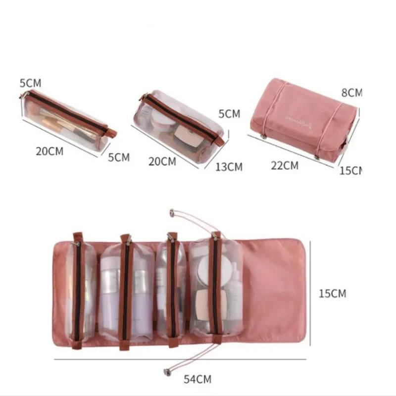 In 1 Detachable Makeup Bag Women Zipper Mesh Large Capacity Cosmetics Pouch Foldable Portable Travel Wash Storage Bag