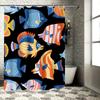Colorful Fish Print Shower Curtain Bright Bathroom Decor for Kids Modern Bathtub Decoration Cover with Grommets Multicolored Pat