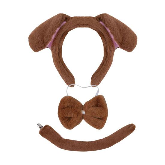 

2/3/4 шт./компл., набор из собачьих ушей и колец для волос для взрослых и детей, плюшевый хлопковый наполнитель, нос, хвост, галстук-бабочка для косплея, рождественский подарок на вечеринку в честь Хэллоуина H