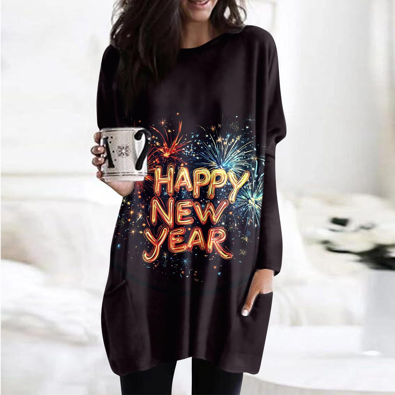 

Женская толстовка с круглым вырезом и принтом, платье-рубашка с длинными рукавами и принтом, пуловер свободного покроя, свободный крой, топы с карманами L чёрный