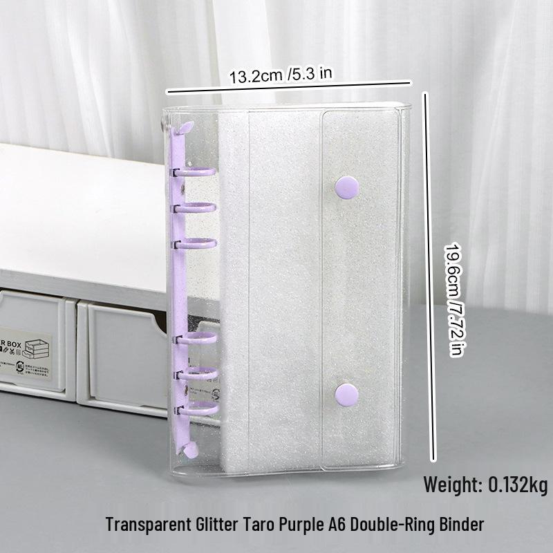 A6A7A8m5 Star Double Buckle Transparent PVC Soft Shell 6-Hole Metal Clip Planner Album Book Cover