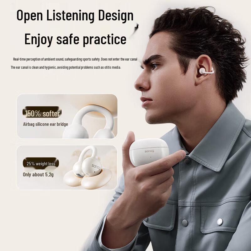 Saina Z60S AI Clip-On Open-Ear Bone Conduction Earbuds