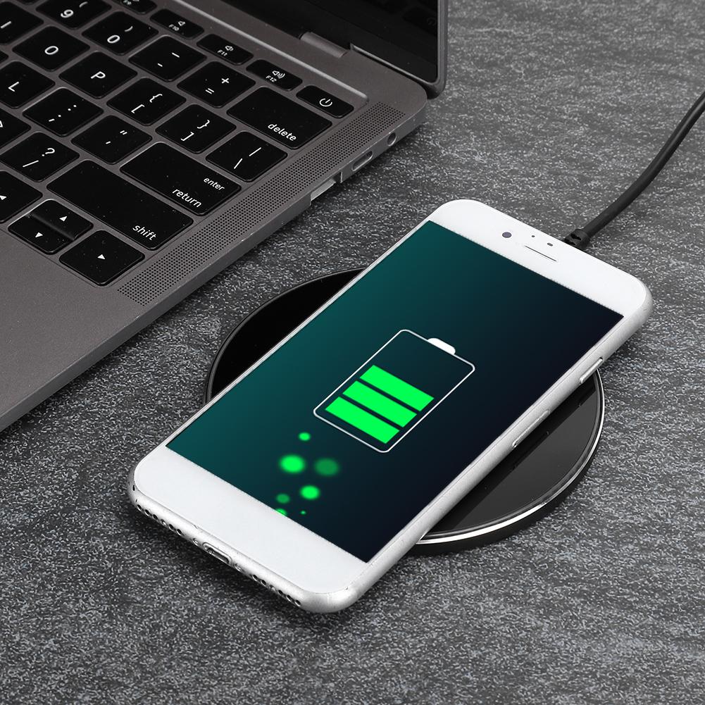 Glass Panel Black Lightweight Round Portable Quick Charging Safe Reliable Wireless Charger for