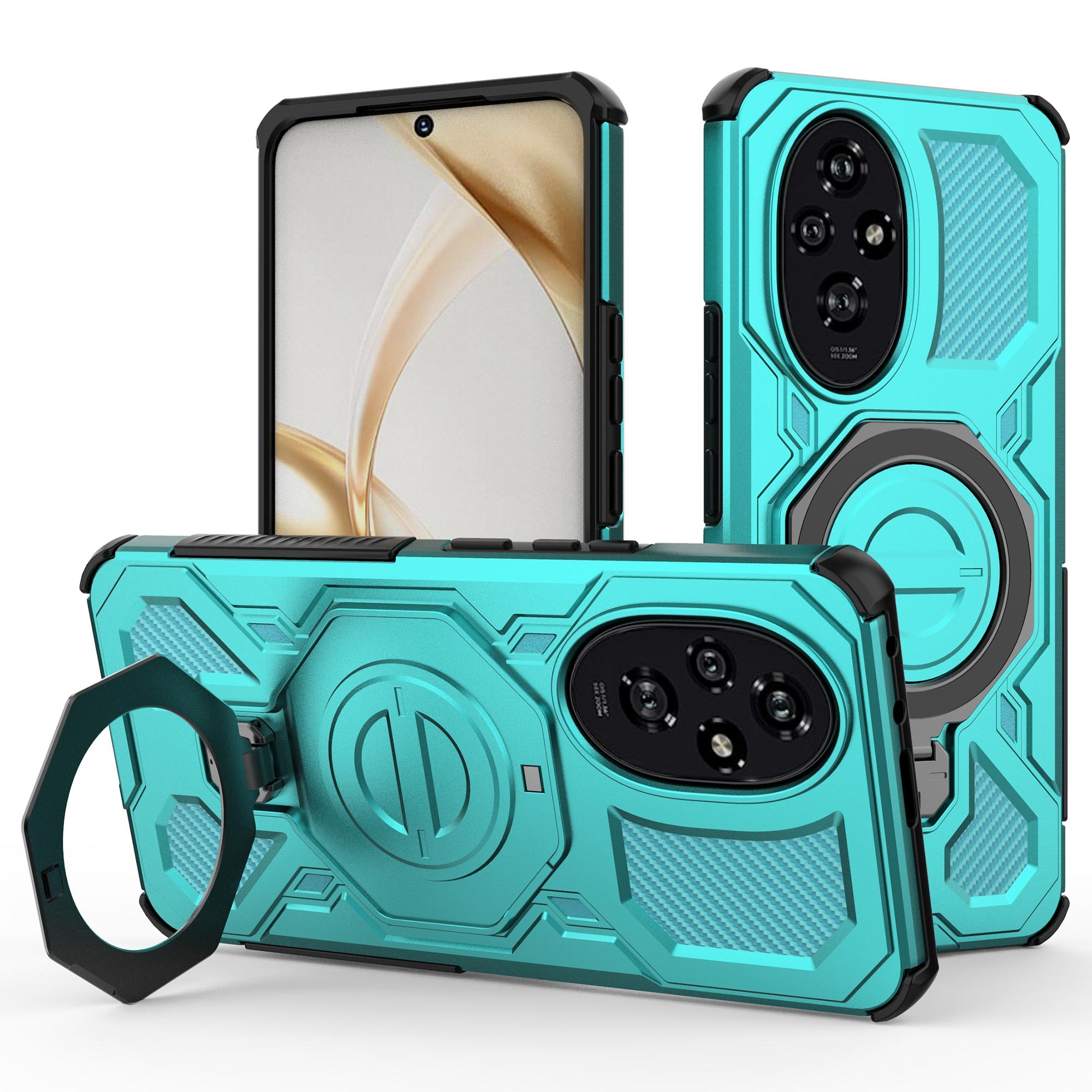 

For Honor 200 5G Magnetic Case Rotating Metal Kickstand Shockproof PC+TPU Phone Back Cover Baby Blue