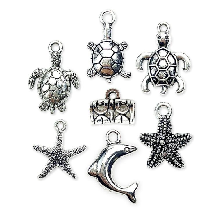 Set of 100 Oceans Jewelry Pendant Sea Themed Shaped Ornament Bracelet Necklace Accessories Stylish Women Bag Decoration