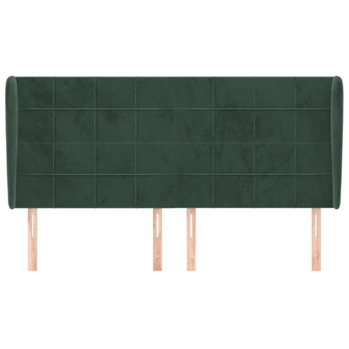 3118025 vidaXL Tête de lit avec oreilles Vert foncé 203x23x118-128 cm Velours