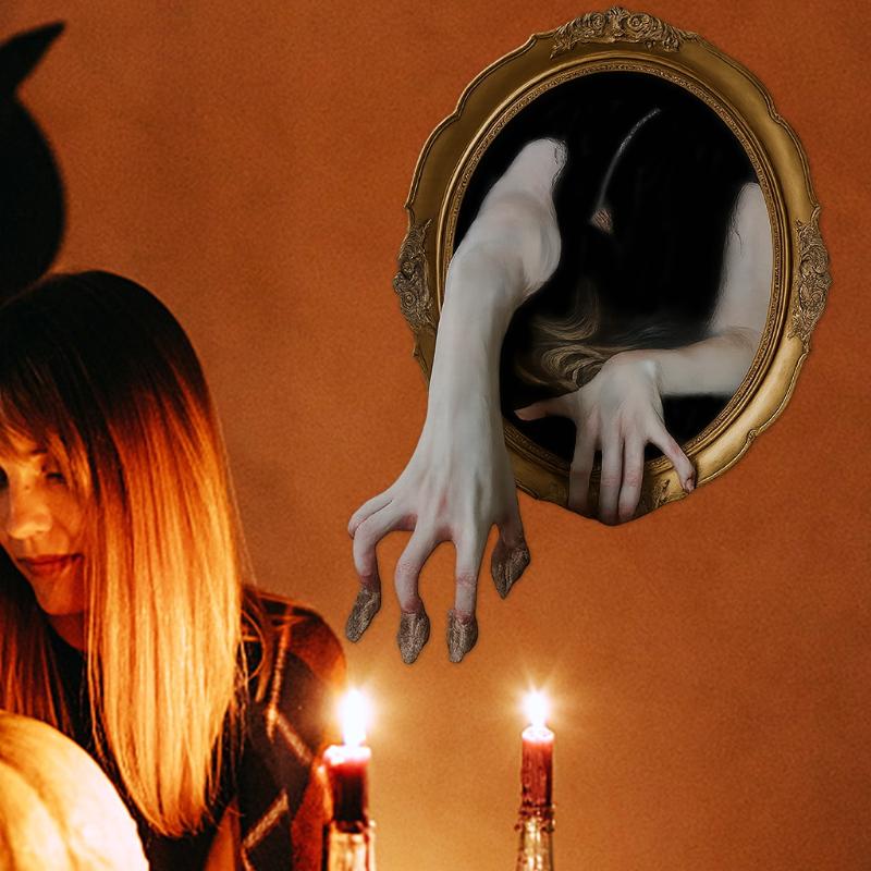 Spooky Mirror Hand Wall Sticker, Removable Self-Adhesive Pvc Wall Sticker, Suitable For Home, Office, Halloween.