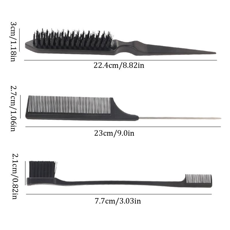 3Pcs Slick Back Hair Brush Set Bristle Hair Brush Brush Teasing Comb For Women Baby Kids