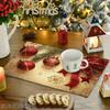 4pcs/6pcs, Christmas Bow Bauble Xmas Placemats, Table Mats for Kitchen, Home Decoration, Suitable for Daily Holiday Kitchen Banquet Party Table Decora