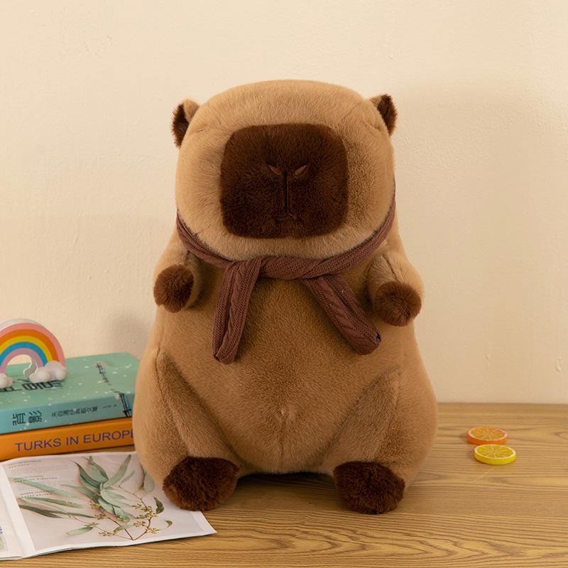 

New transformation kapibara doll scarf capybara plush toy throw pillow exchange Internet celebrity capybara doll 30cm