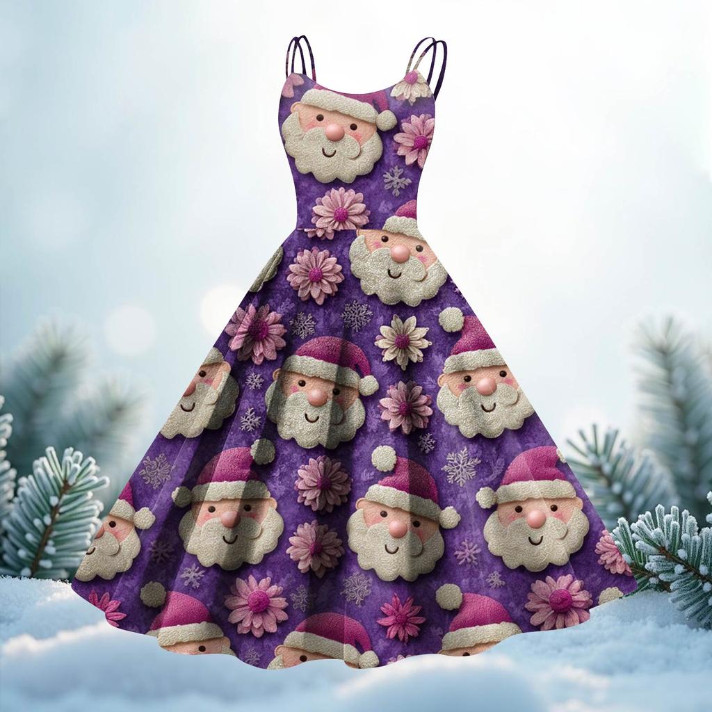Women's Fashion Christmas Printed Sexy Strapless Gothic Cocktail Dress Punk, Vintage Dress.
