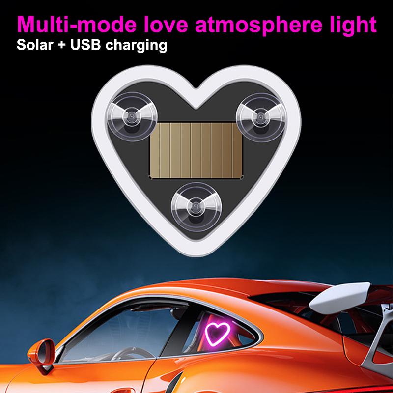 Universal Solar LED Heart Car Light 1Pc Neon Window Decoration Perfect Gift