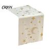 Party Table Decorations Eid Mubarak Runner, Ramadan Gold Moon Stars Tablecloth, Islamic Happy Decorative Runner for Dining Holiday Rectangular