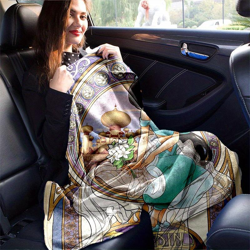 1pc Disney Princess Jasmine Art Nouveau Throw Blanket Home Decor, Couch Cover, Outdoor, Gift for Friends, Flannel Throw, Bedroom, Living Room