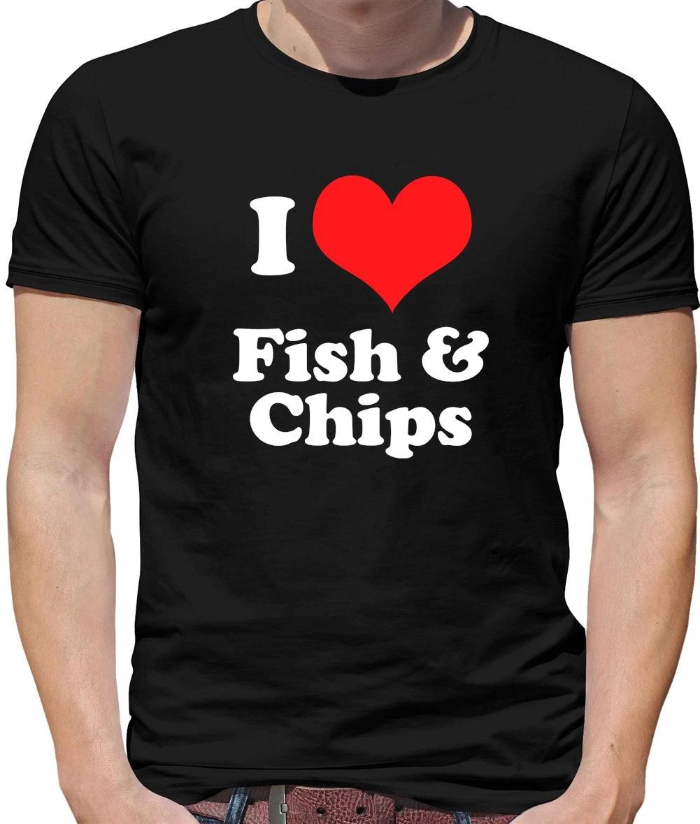 I Love Fish & Chips - Mens T-Shirt - Food Takeaway Chip And Cod Funny XXXL