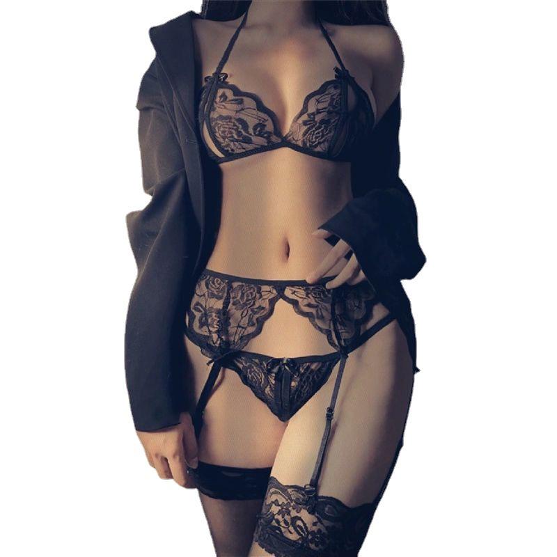 Dámské bikiny thong s šněrováním, T-back a otevřeným rozkrokem