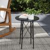 Gartentisch, runder Terrassentisch mit Blumenmuster, Stahl, Bistrotisch für den Innen- und Außenbereich, schwarz