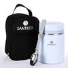 SANTECO Vacuum Insulated Soup Wide Insulated Lunch and Dedicated Bag Perfect for Picnics and Club Light Blue Jar, 500ml, Mouth, Jar, Spoon, Included,