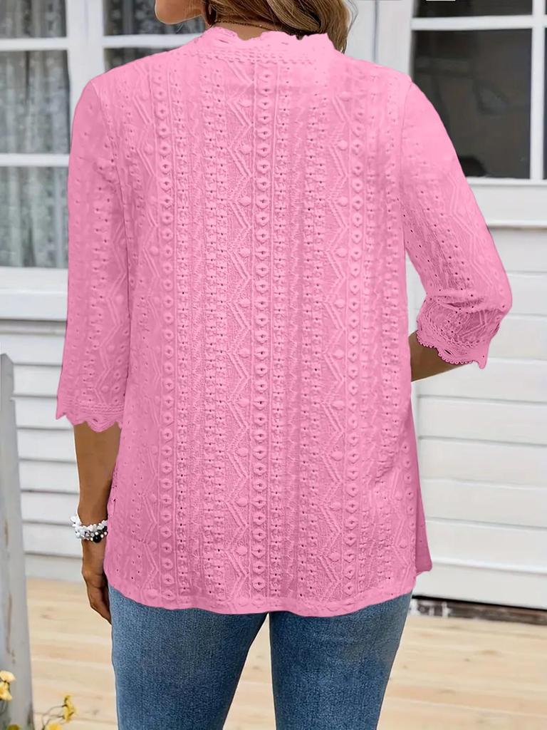 2025 Women's Mid-Sleeve Knit Cardigan with Lace Collar - Fashionable and Versatile Outerwear