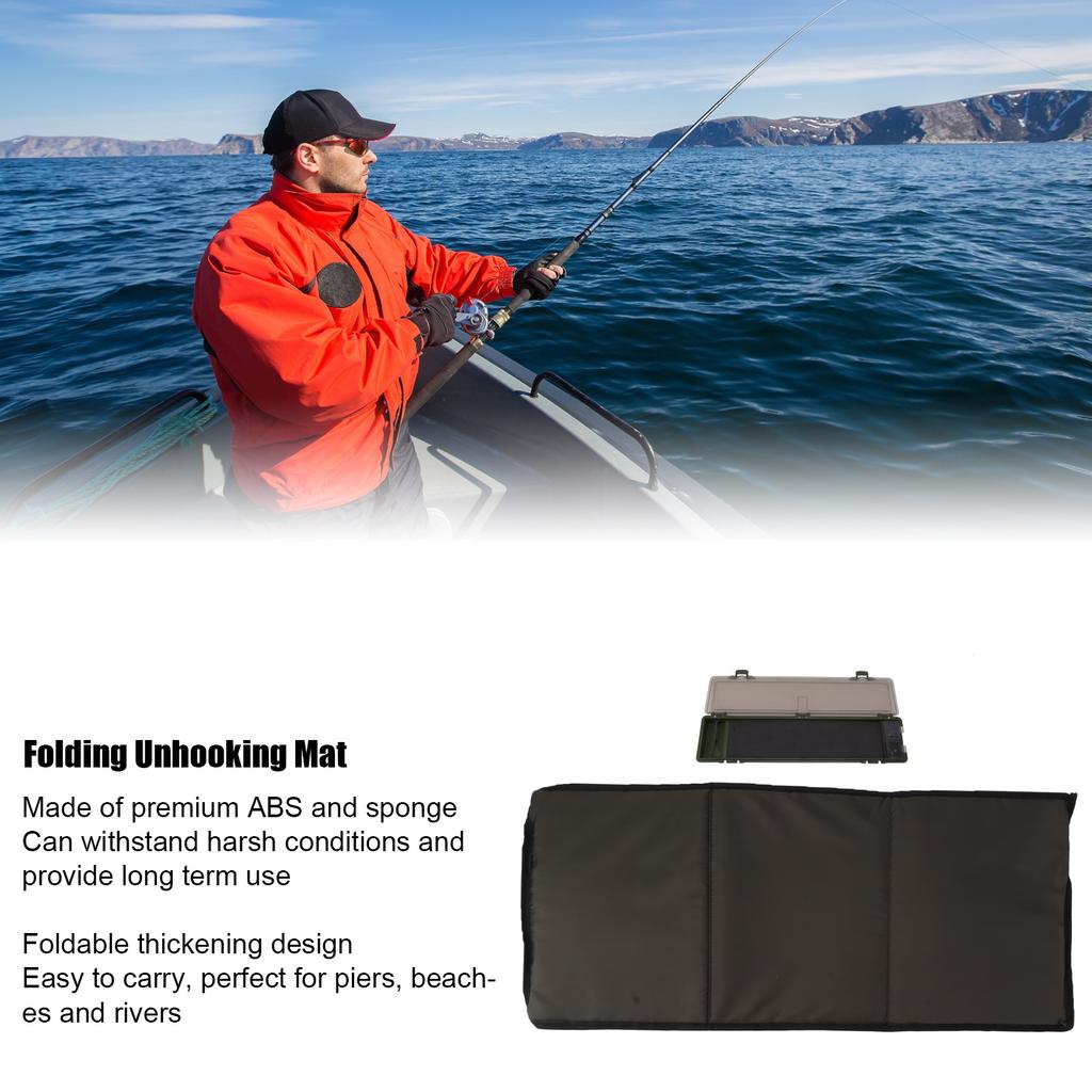 Fiske Vikbar Avkrokningsmatta Svamp Bärbar Landningsmatta med ABS Linförvaringslåda för Camping Karpfiske