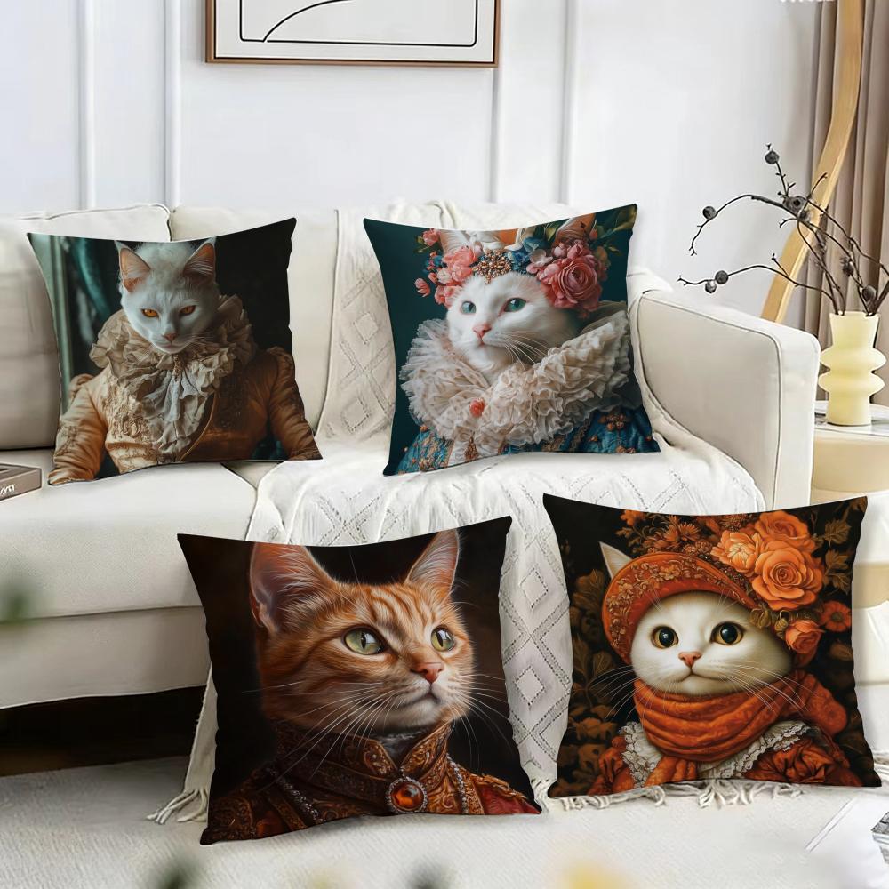 Cute Cat Printing Decorative Cushion Cover Reversible Plush Pillow Cover – For Car, Sofa, Bedroom, Perfect As a Gift.