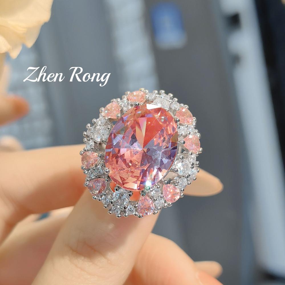 

Luxury Pink Diamond Jewelry Set Pendant Necklace and Ring Elegant Fashion Accessories