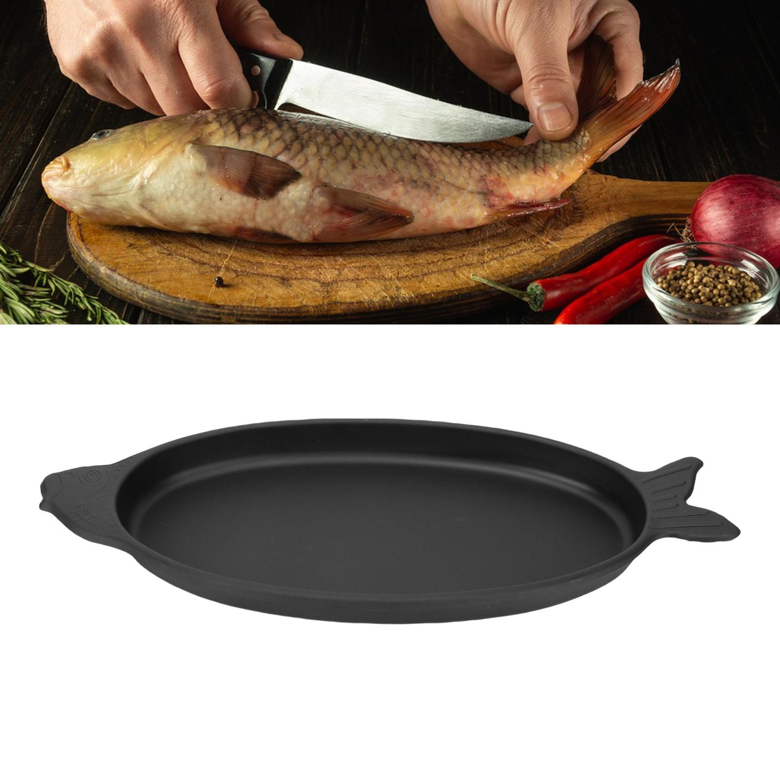 

Nitrided Iron Fish Shaped Grill and Serving Pan 24.4in Barbecue Tray Gas Stove Induction Cooker Compatible