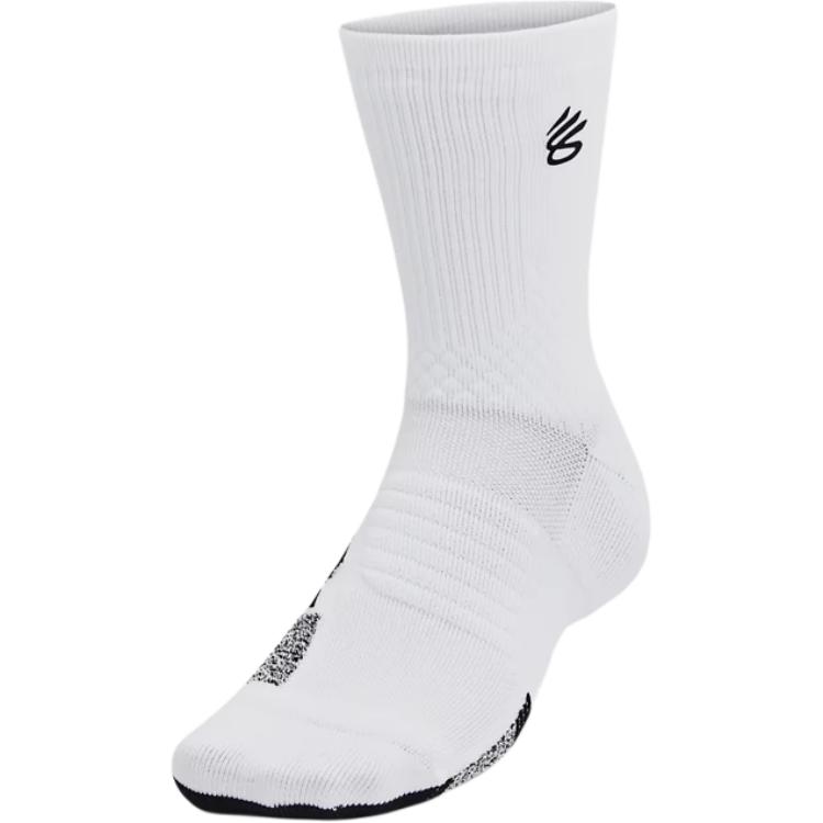 Under Armour Playmaker Curry Armourdry™ Elastic Breathable Durable Comfortable Mid-Calf Socks Unisex socks White 1376231-102 M