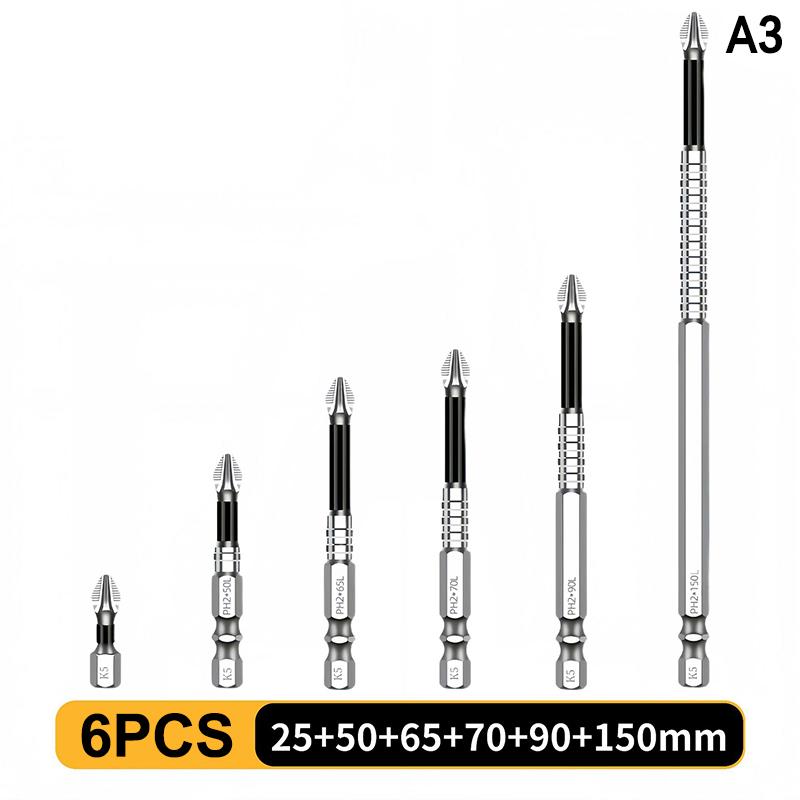 5/6Pcs Ph2 Anti-Slip Screwdriver Bit Set High Magnetic Screwdriver Bit Electric Drill Screwdriver Bit Anti-Slip 25Mm-150Mm