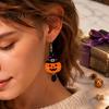 Colorful Patterned Ear Ornaments 1 Pair 2D Acrylic Halloween Dangle Drop Earrings for Women, Bat Moon Holiday Jewelry Spooky Ghost Cat Pumpkin