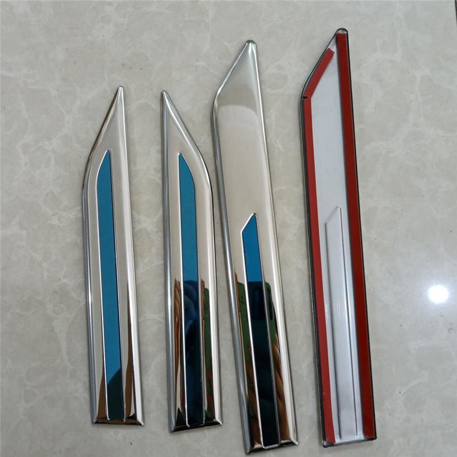 2Pair Universal Stainless Steel Car Side Body Fender Trim Decoration Chrome Blue