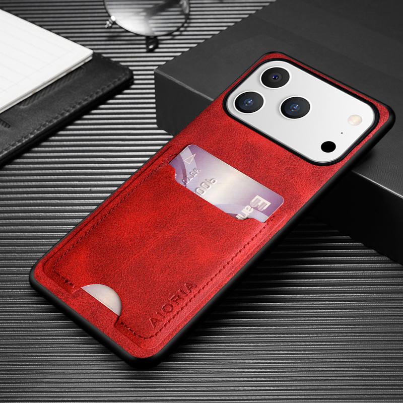 

Чехол для iPhone 17 Pro Max coque Держатель для карт Кошелек Задняя крышка PU Кожа чехол для телефона funda для iPhone 17 Air case capa IPhone 17 Pro Max красный