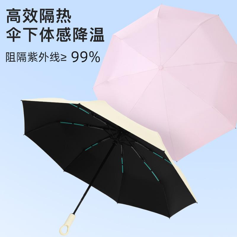 New three-fold eight-bone automatic sunscreen vinyl fabric lock handle double keel skeleton sunshade sunscreen umbrella