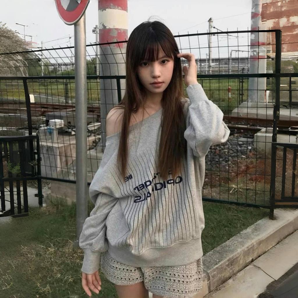 2KWEIRD Sexy Off Shoulder Sweatshirts Women Vintage Y2k Oversized Gray Jersey Tops Korean Style Pullovers Letter Printed Casual