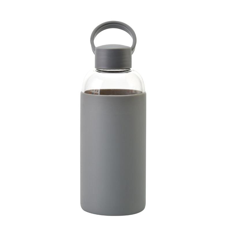 Sports Portable Water Cup With Silicone Cover, Student Couple Easy Cup High Borosilicate Glass Water Cup