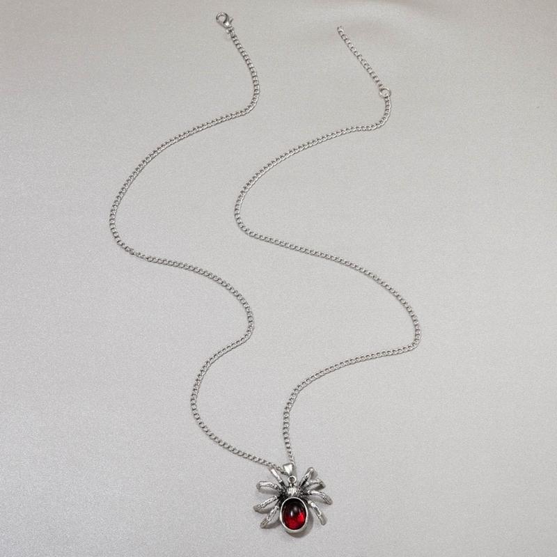Vintage Spider Crystal Pendant Necklaces for Women Men Gothic Animal Sweater Chain Necklace Punk Hiphop Fashion Jewelry