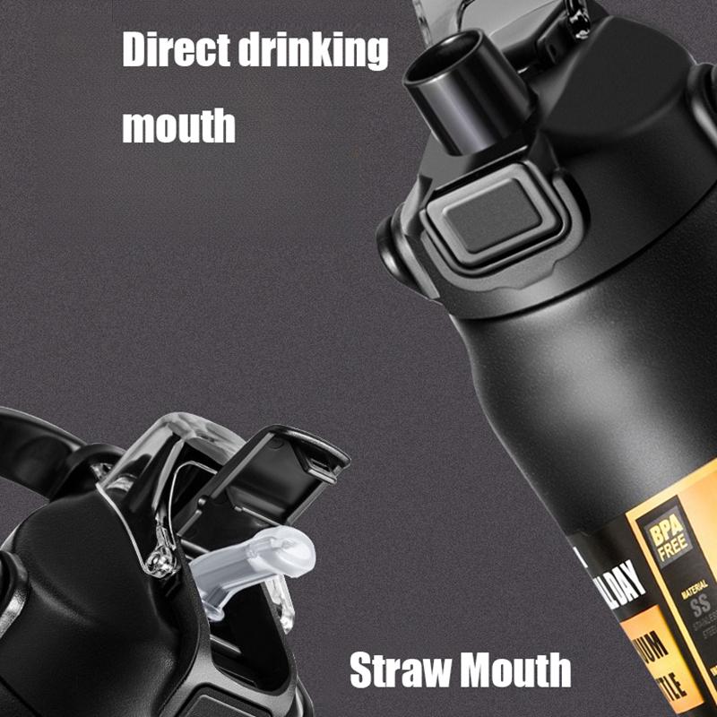 26OZ/33OZ Outdoor Thermal Water Bottle with Straw Thermos Portable Handle 304 Stainless Steel Cold and Hot Sports Vacuum Flasks