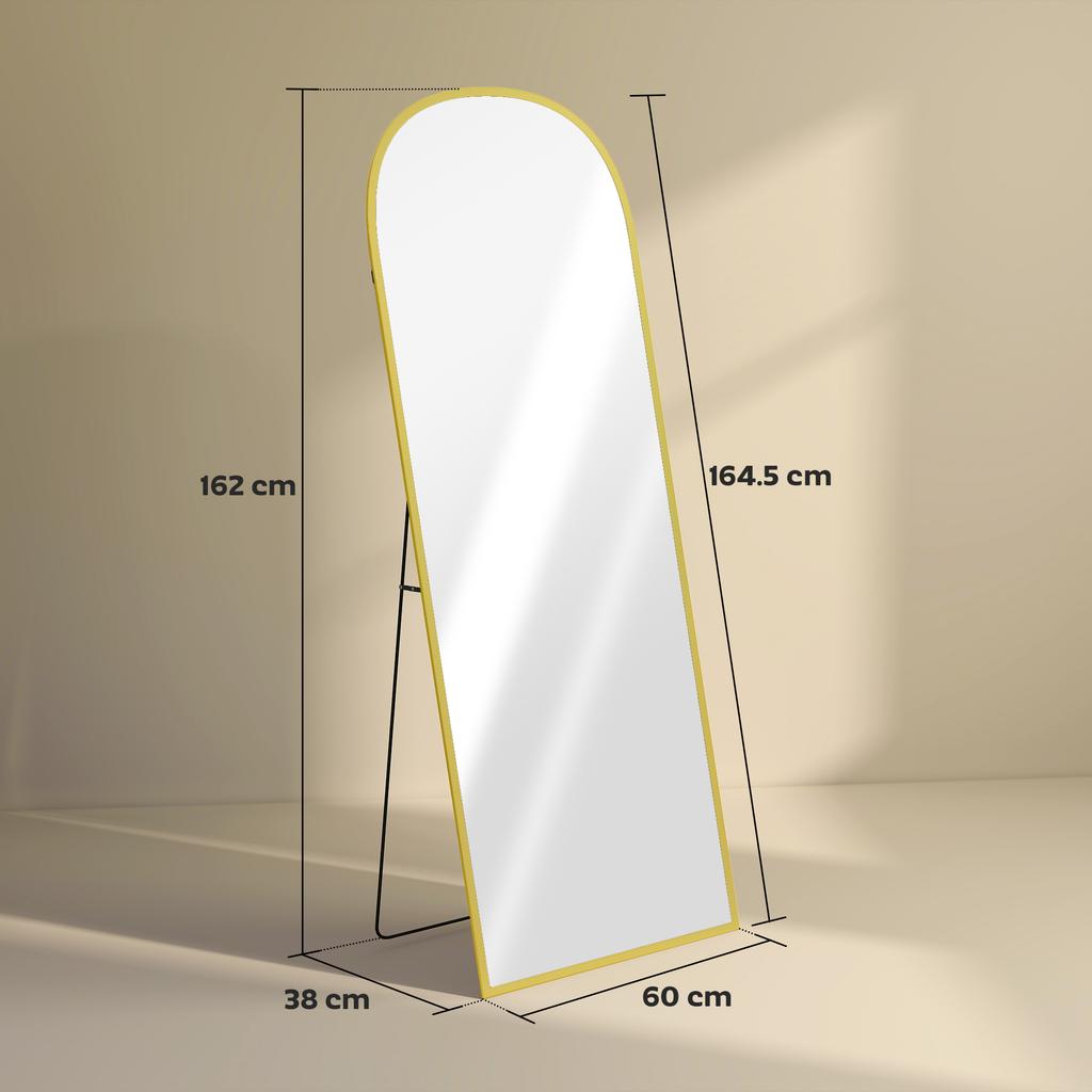 165Cm Aluminium Frame Standing Mirror Gold