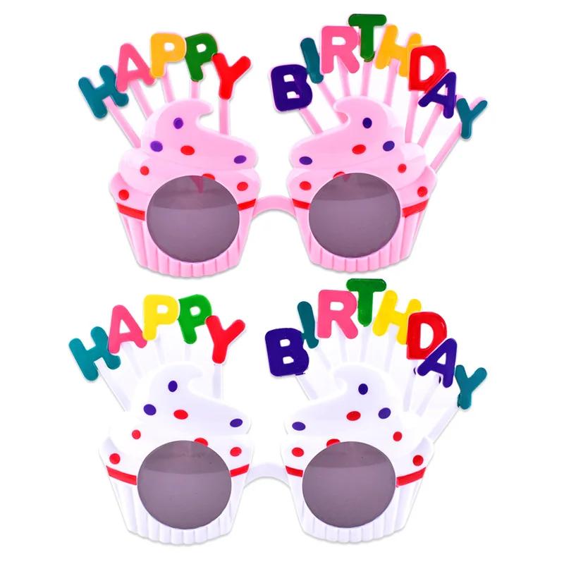 4 Pcs New Funny Birthday Glasses Creative Children Happy Party Cake Decoration Plug-in Birthday Cake Decoration