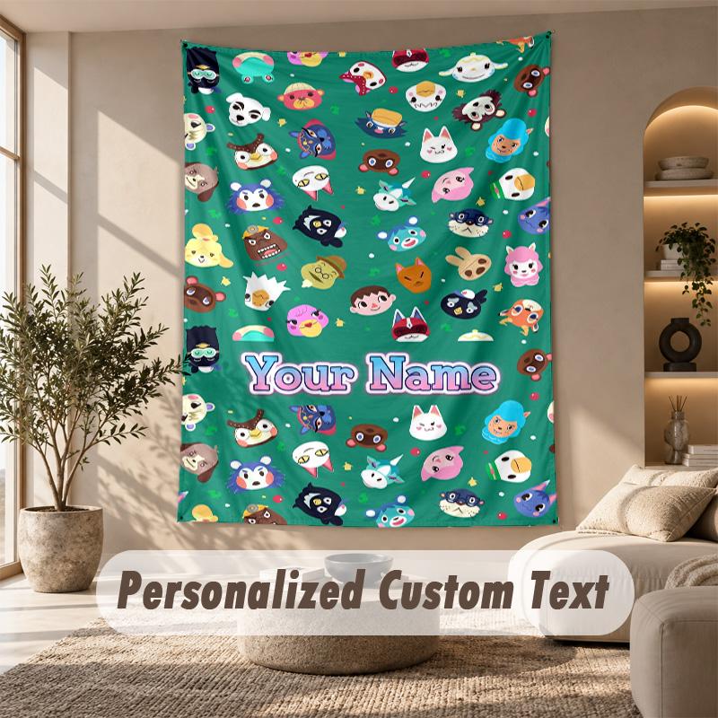 Tapestry Custom Name Text, Wall Hanging Tapestry Home Room DecorAnimal Crossing