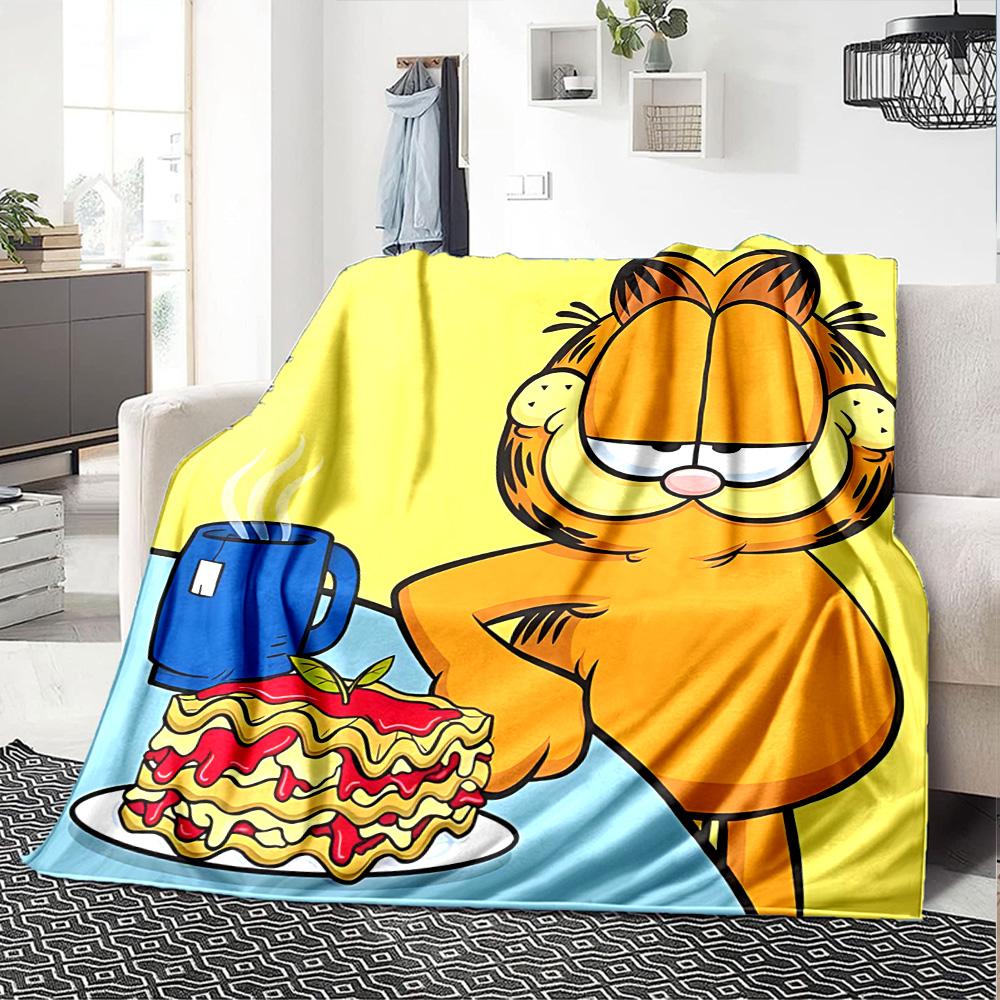 1pc Garfields Urgent Meal flannel Blanket for Super Soft Cute Comfort Blanket for Travel Bedding Couch Sofa Blanket Y72314