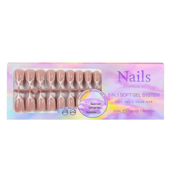 150PCS Nail Stickers, French Style Nail Polish Set, Versatile Multi-Sized Full Cover Smooth DIY Manicure, for Women Girls