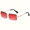 Vintage Fashion Sunglasses Rimless Frameless Rectangle Shades Gradient UV400 Summer Traveling Sun Glasses for Women