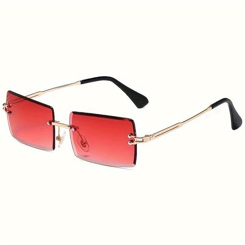 Vintage Fashion Sunglasses Rimless Frameless Rectangle Shades Gradient UV400 Summer Traveling Sun Glasses for Women
