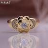 PATAYA Metal Flower Earrings Ring Set Rose Gold Color Wedding Creative Artificial Zircon Trend Unusual Women Set