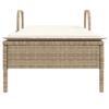 Sun Lounger with Wheels and Cushion Beige Poly Rattan