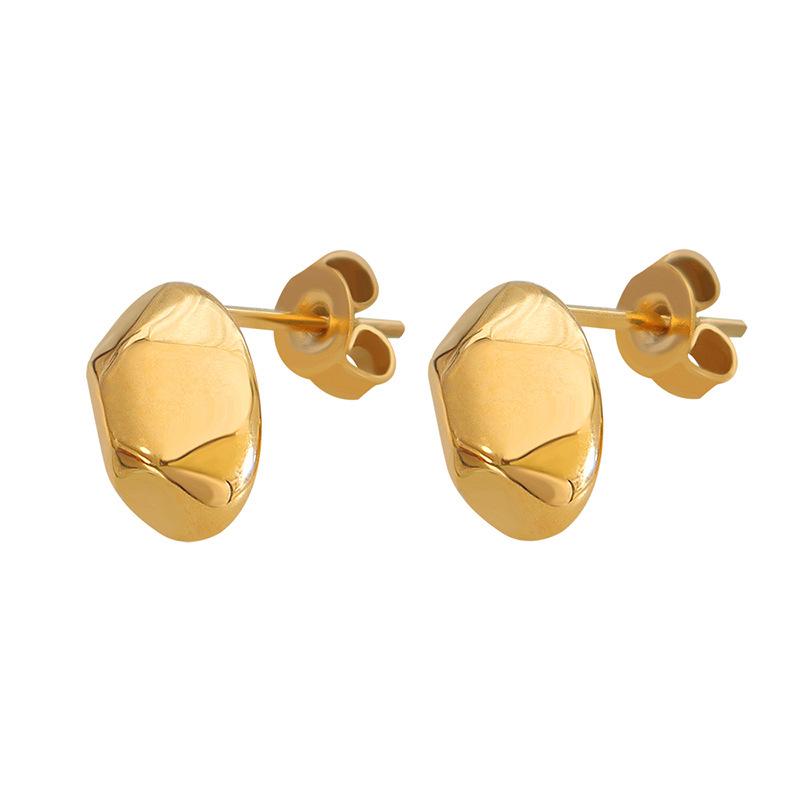Korean Minimalist 18K Gold Plated Polygonal Stud Earrings in Titanium Steel