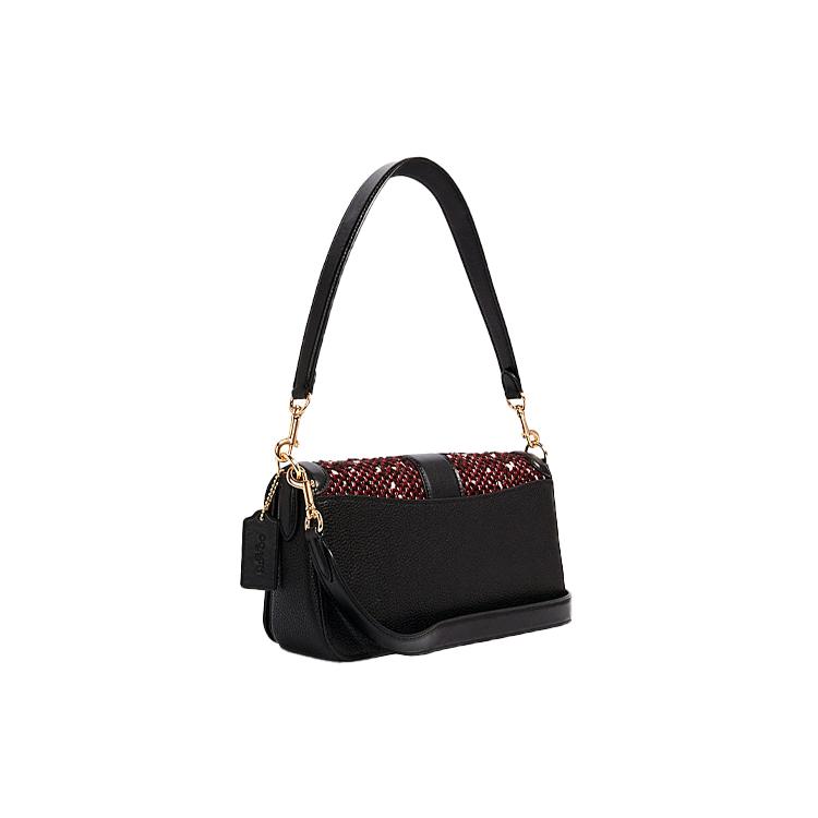 New COACH Georgie Leather God Of Wine Bag, Shoulder Bag, Portable Crossbody Bag Women's Black, Red & Multicolor C1525-IMA47