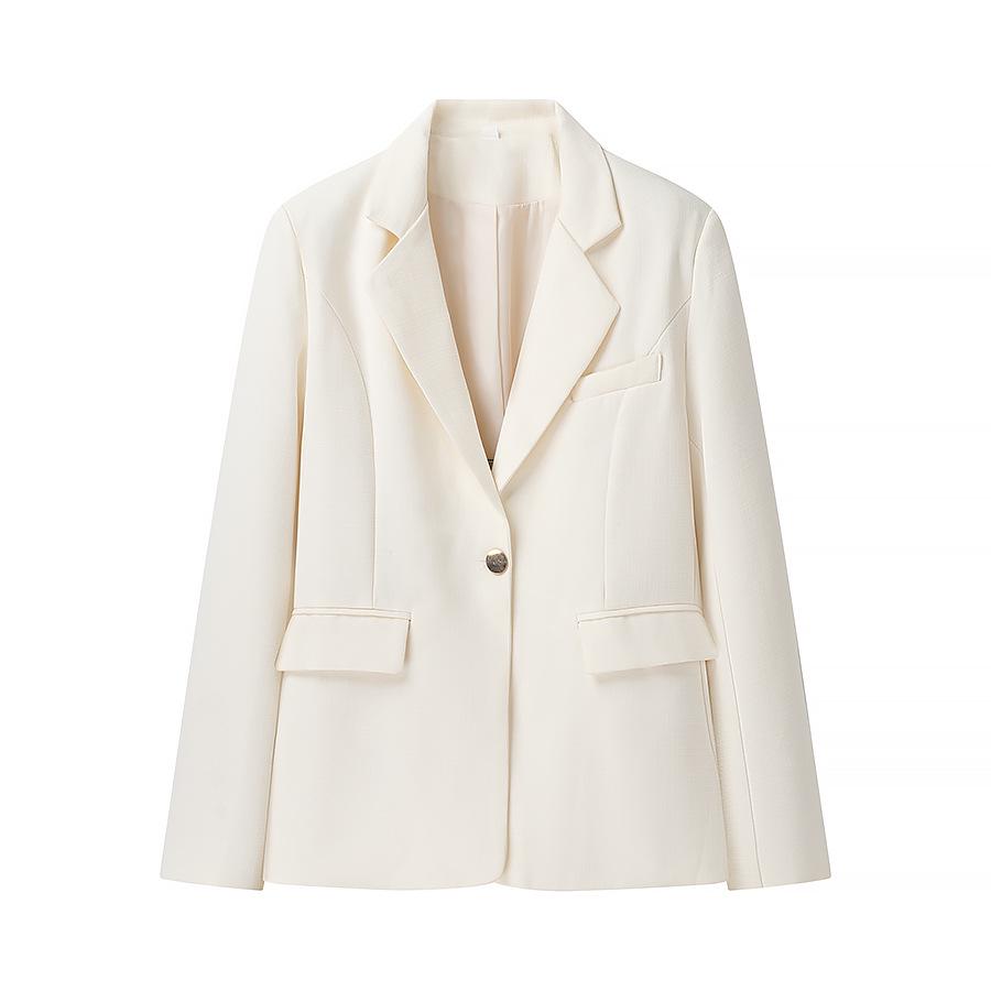 

Весна 2025 Женская Европейский и Американский Стиль Приталенная Модная Куртка с Длинным Рукавом Small белый