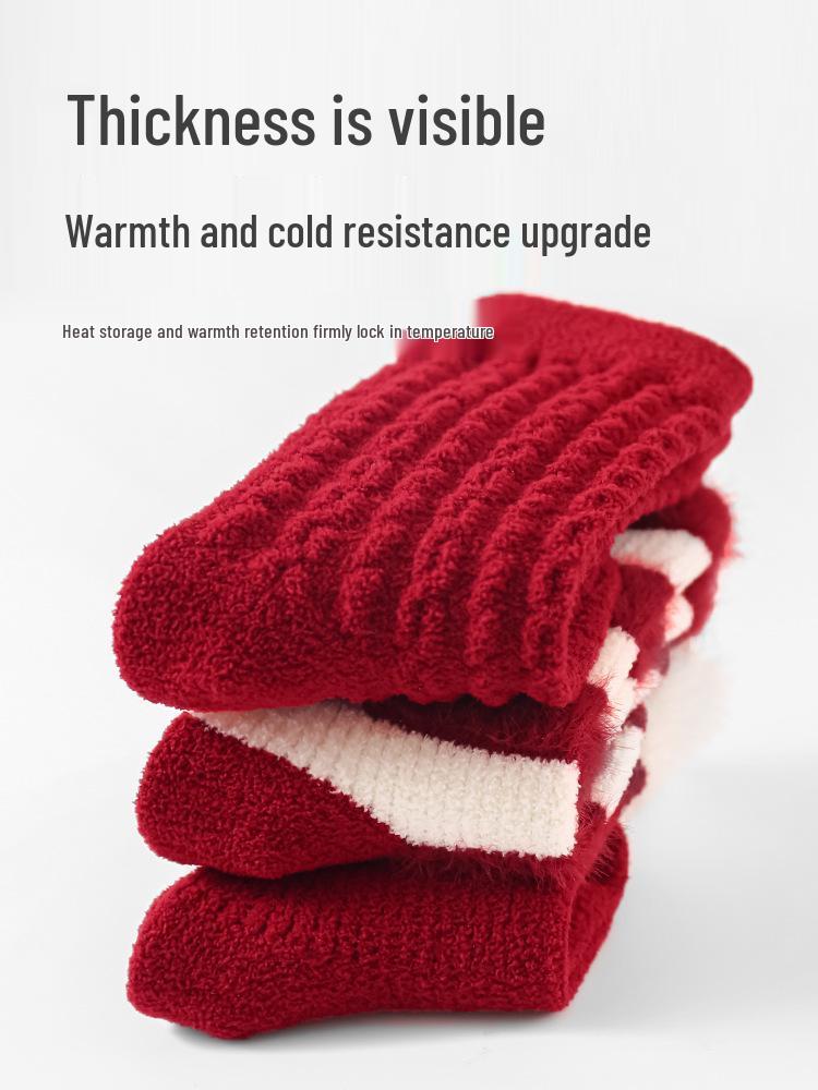 Chaussettes Bébé Doublées Velours Automne/Hiver: Nouveau-né à un an, Rouge pour le Nouvel An.